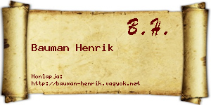 Bauman Henrik névjegykártya